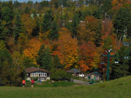 hiking on ski hill