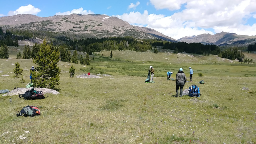 Lily Lake campsite with Elk Mountain and Bomber Mountain