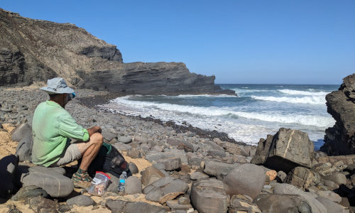 picnic on rocky beach