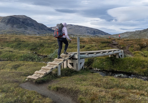 Wooden Bridge over stream in Sweden